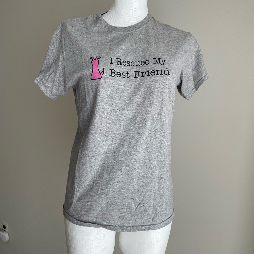 Gray T-Shirt I Rescued My Best Friend Pink Dog Graphic